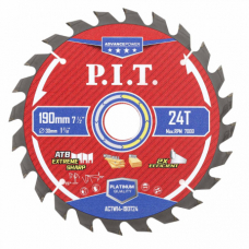 Диск пильный по дереву P.I.T. ADVANCE 190x30x1,4 мм, 24T Carbide, зуб ATB 15° (ACTW14-190T24)